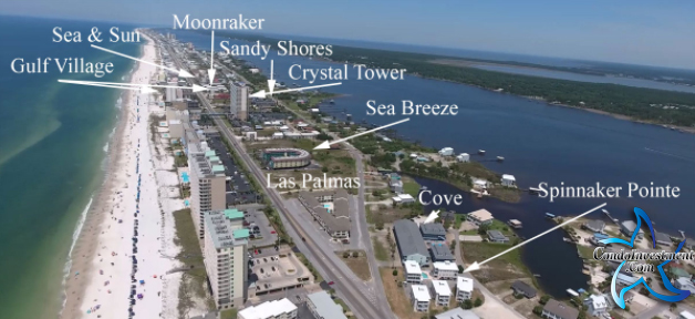 North side of Beach Blvd in Gulf Shores - Aerial