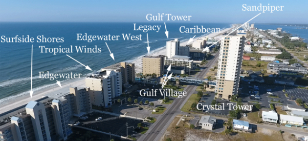 West-most part of downtown Gulf Shores Alabama