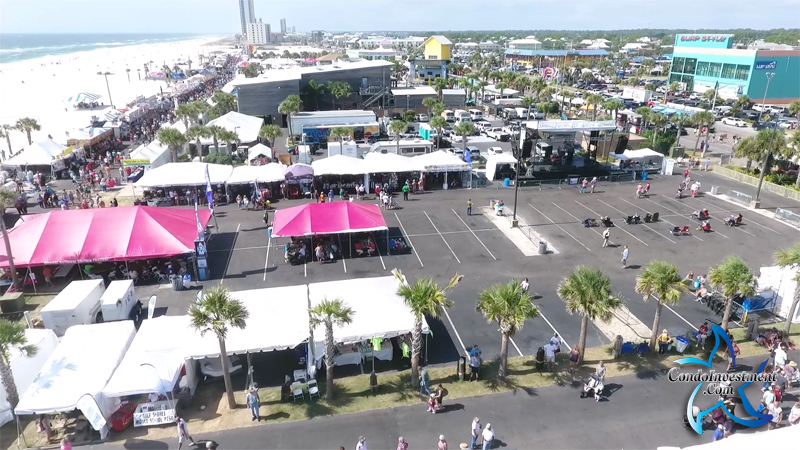 Overhead view of the Annual Shrimp Festival in Gulf Shores, AL at the Hangout / Gulf Place