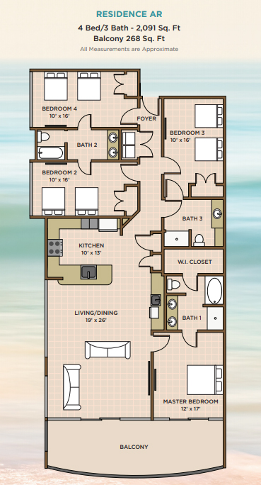 4BR Floor Plans for Phoenix Gulf Towers in Orange Beach, AL