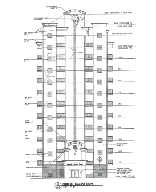 North elevation plans at Perdido Dunes Tower