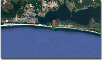 Barataria location map for harbor front condos in Destin FL