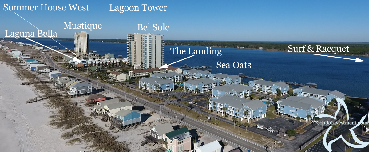 Aerial map of the last condos in West Beach in Gulf Shores Alabama