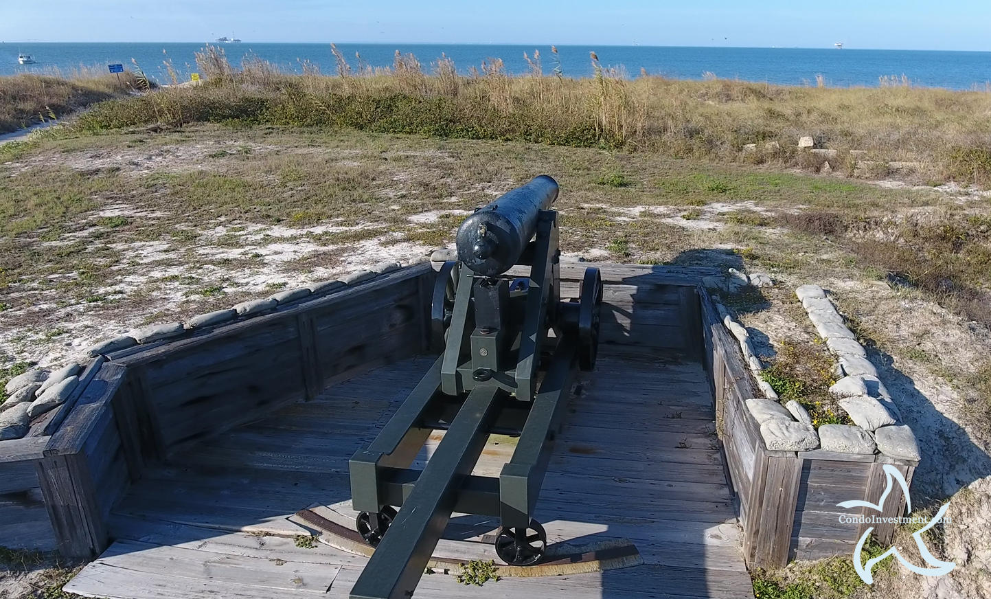 Close up view of a cannon at Fort Morgan in Gulf Shores AL
