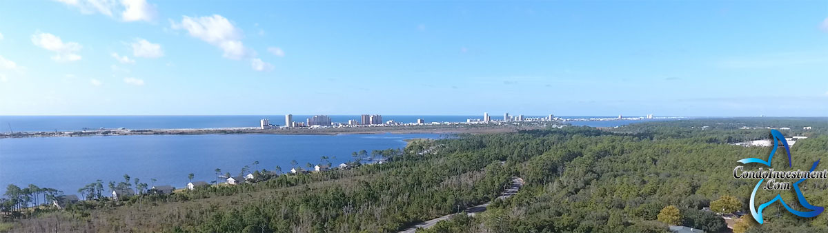 Aerial view of downtown Gulf Shores AL