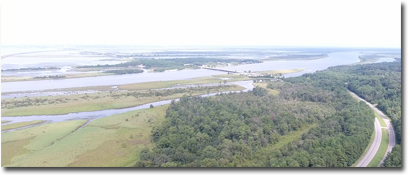 Aerial image of Mobile Bay along the Eastern Shore