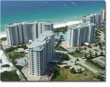 Silver Shells condo aerial picture including St Barth in Destin FL