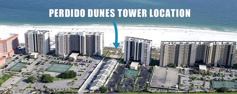 Large view of Perdido Dunes Tower's Location from North
