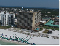 Aerial pic of Pelican Beach condo in Destin FL